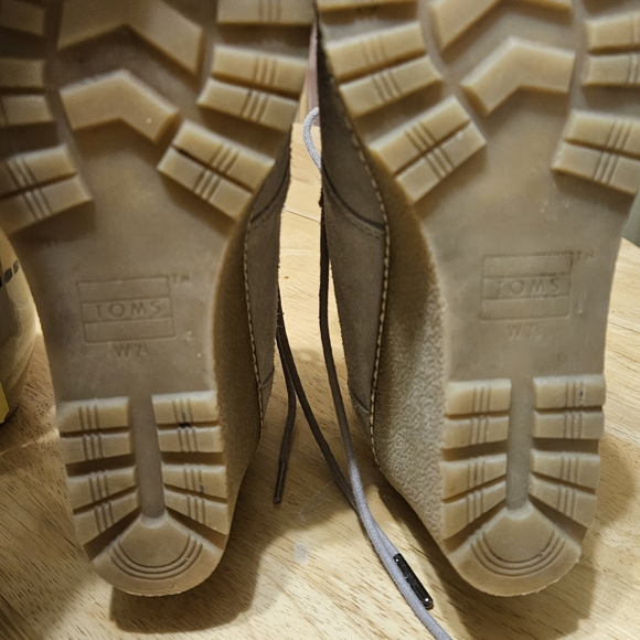 Toms Light Gray Suede Wedge Booties - Picture 3 of 3